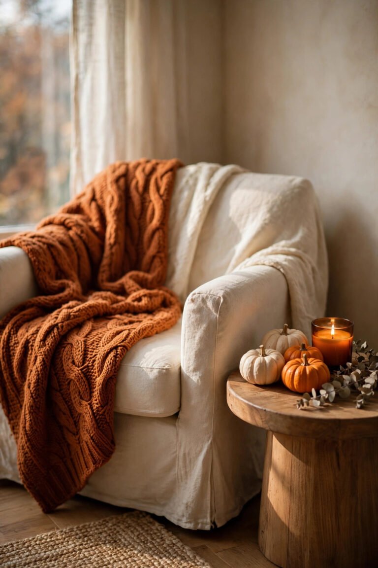 Cozy fall living room decor idea 1
