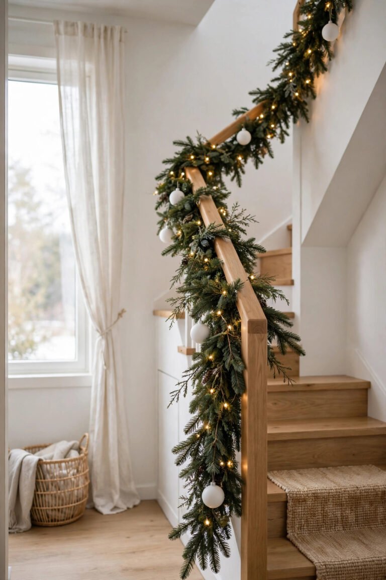 30 Christmas Staircase Decor Ideas for a Grand Holiday Entrance