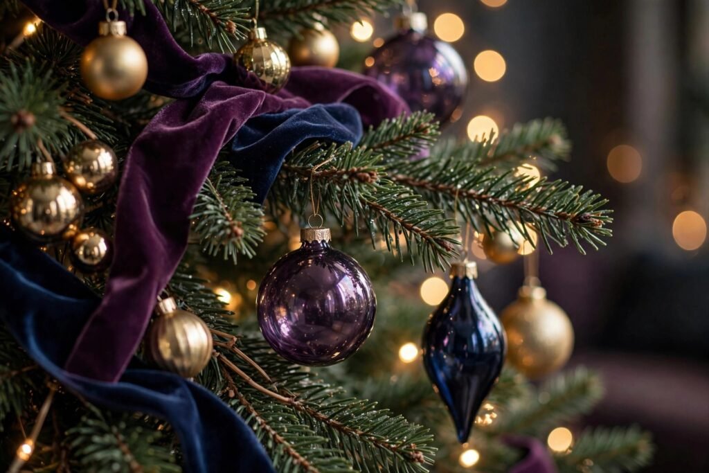 Ruby and burgundy Christmas dining tablescape
